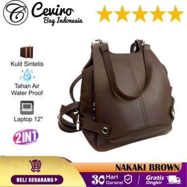 Ceviro Nakaki Backpack Black - Ivory Cokelat