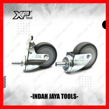 XP TOOL Roda AS Drat Tonggak TPR Karet Abu 4 Inch HIDUP REM MATI - Troli Kastor Caster Trolley HIDUP