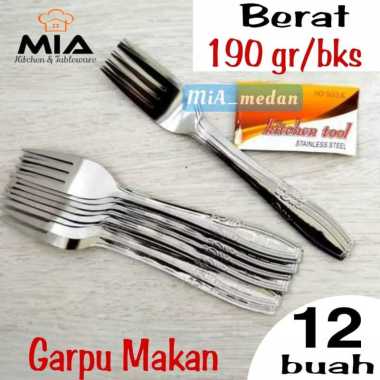 MIA_ 1 Lusin (12 pcs) Garpu Makan / Sendok Makan Ori 303 Stainless Anti Karatan 190-210gram/bks Send