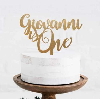Custom Cake Topper One Birthday Baby Akrilik Custom Tulisan 17cm