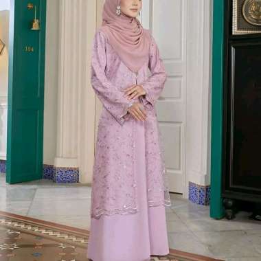 Khodijah dress Gamis Kondangan Brukat Tile Ceruti kombinasi Brukat Mewah lilac