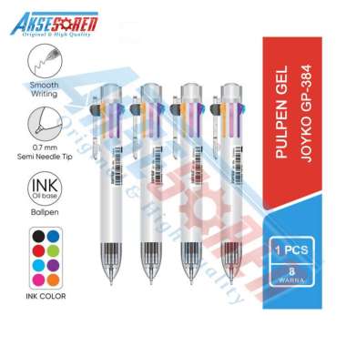 Aksesoren Pulpen Gel Joyko BP-384 [8 Warna/1 Pcs] / Alat Tulis Pena Warna Warni / Ball Pen Bolpen Po