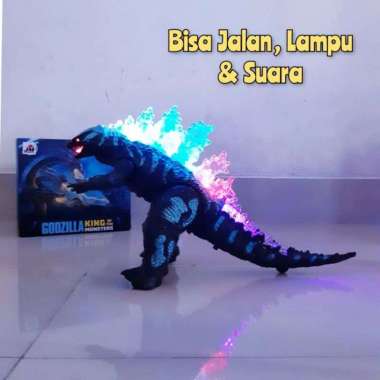 Mainan Godzilla Besar Baterai Jalan Nyala Lampu Suara Dinosaurus - Robot Hewan Dino Godzila Gozila B