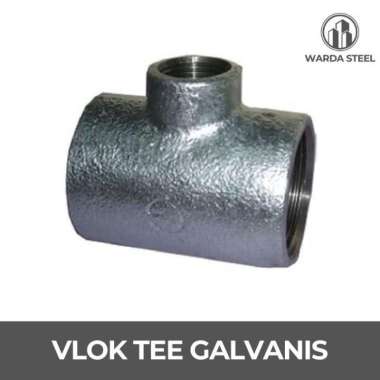 Vlok Tee Galvanis 2 1/2" x 1/2" - Reducer Te T Besi Drat Inch
