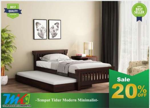 Tempat tidur dipan kayu jati dipan sorog minimalis terbaik A 100 + B 100