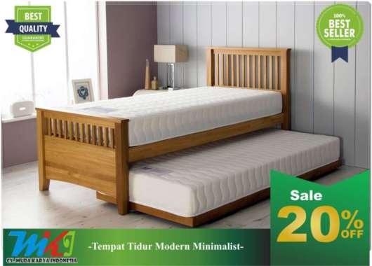Tempat tidur dipan ranjang anak sorong kayu jati minimalis A 120 + B 120