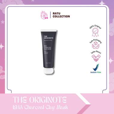 The Originote BHA Charcoal Clay Mask - Masker Wajah Mud Mask Eksfoliasi Mengangkat Sel Kulit Mati Me
