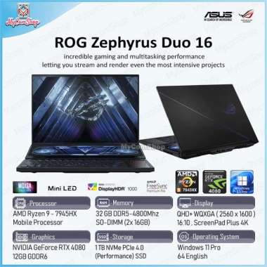 ASUS ROG ZEPHYRUS DUO 16 GX650 RYZEN 9 7945HX 32GB RAM 1TB SSD RTX 4080 12GB 16" WQXGA