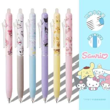 Pulpen Gel HITAM Pen Hapus Pulpen 3D Cute Pompurin Cinnamorol Kuromi Kitty Ballpoint Pochacco Pulpen