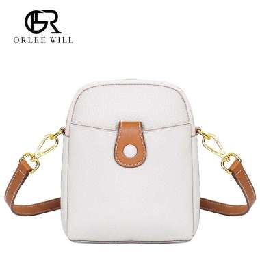 Tas Selempang Mini Kulit Asli Untuk Tas Wanita Dengan Gaya Santai Untuk Ponsel by ORLEE WILL white