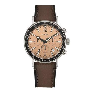 Jam Tangan Pria Timex Waterbury TW2W47300 Chronograph Brown Dial Brown Leather Strap