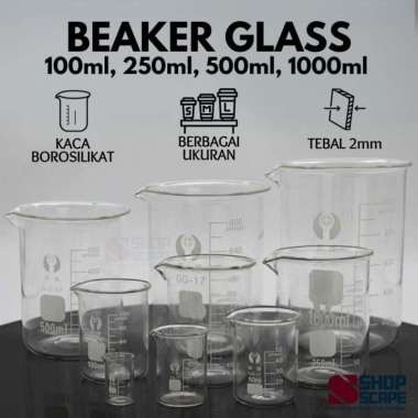 Gelas Ukur Kaca 100ml 250ml 500ml 1000ml / Gelas Takar Takaran Ukuran 100ml