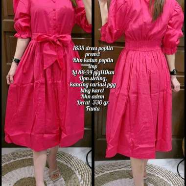 1835 Dress Poplin Premium Wanita Korean Style/Dress Pesta Wanita putih