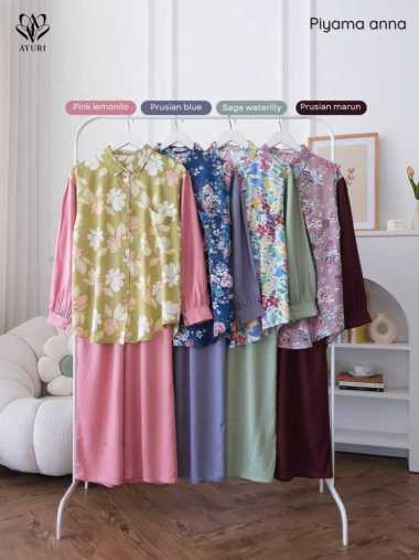 piyama dewasa ANNA/ Piyama tangan panjang/baju menyusui/set tunik pink lemonilo