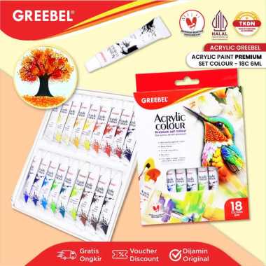 GREEBEL Cat Lukis Akrilik / Cat Acrylic Colour Kanvas 6 ML (CAT AKRILIK 18 WARNA X 6 ML) / Acrylic P