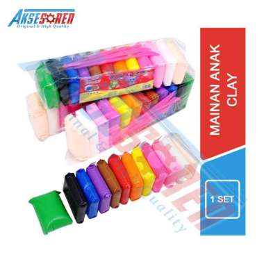 Aksesoren Clay Polymer Mainan [1 Set/12 Warna] / Plastisin Lilin Slime Edukasi Dough Colour Play 12 