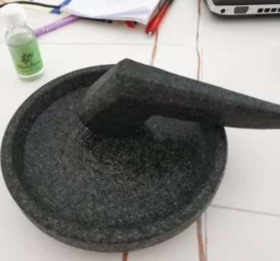 Ulekan Besar Ulek Cobek Batu Asli Cobek dan Ulekan Tempat Cobek Sambal Hitam