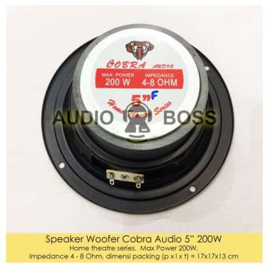 Speaker Woofer 5 inch Cobra Audio 5" 5in 200 watt 4-8 Ohm