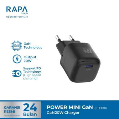 RAPA Adaptor Type-C GaN20W Power GaN Mini (CH5010) - Black
