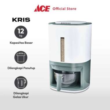 Ace Kris 12 kg Tempat Beras Dengan Pengukur Dan Saringan - Putih Rice Container Food Grade Kotak Ber