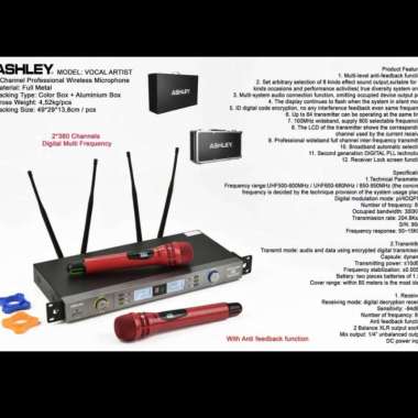 Mic Ashley Vocal Artist/Artis Microphone Wireless Free Koper Original merah