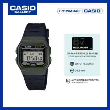 Casio Jam Tangan Pria F-91WM-3ADF Digital Original Black