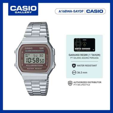 Jam Tangan Unisex Casio General A168WA-5AYDF Original Digital Silver