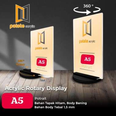 Akrilik Tempat Brosur Putar / Stand Brosur Meja Putar A5