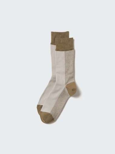UNIQLO Socks Kaos Kaki Pria Motif Garis 3 warna Brown