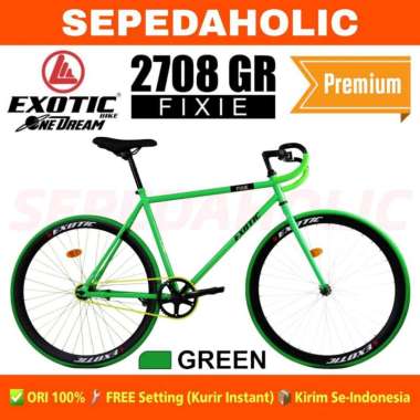 Sepeda Fixie EXOTIC 2708 GR By Pacific 700C Balap Rem Torpedo Green