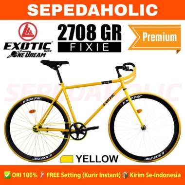 Sepeda Fixie EXOTIC 2708 GR By Pacific 700C Balap Rem Torpedo Yellow