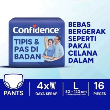 Confidence Tipis & Pas Popok Celana Dewasa L-16