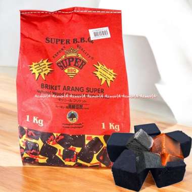 Super BBQ 1kg Briket Arang Super Untuk Alat Panggang Barbeque Briket Briquettes Arang Lebih Tahan La