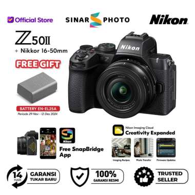 Nikon Mirrorless Camera Z50 II Kit 16-50mm - Nikon Z50II Nikkor 16-55mm- Nikon Z 50 ii RESMI