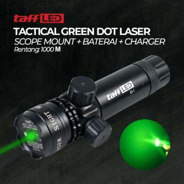 Promo Paket Lengkap Laser Hijau - TaffLED Laser Tactical Green Dot Scope Mount Baterai Charger Origi