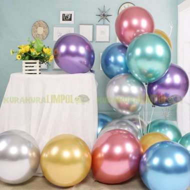 18 Inci Inch Balon Latex Chrome Balon Warna Chrome Inch Besar Jumbo Pesta Gold