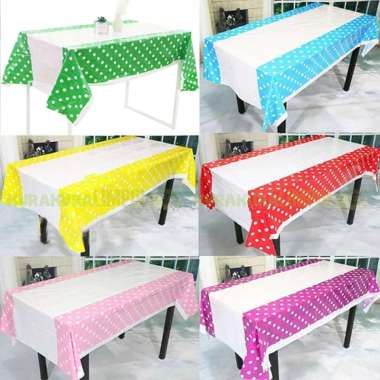 Taplak Meja Polkadot Table Cloth Dekorasi Meja Plastik Ungu