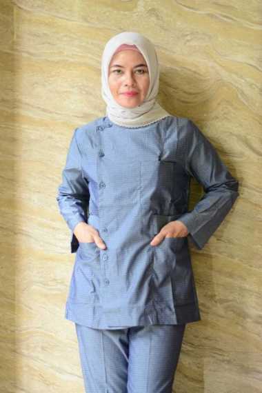 Aleefa Baju Suster - Seragam Suster Denim Polos S