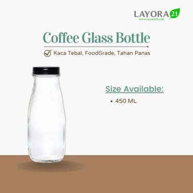 Layora21 300ml Coffee Glass Bottle With Outward Roll Metal Lid | Botol Kopi Model Starbucks (P064)