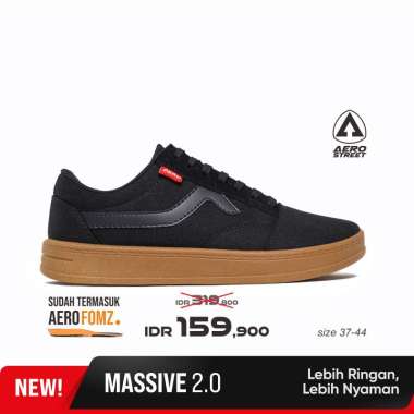 Aerostreet 37-44 Massive Low 2.0 Hitam Gum - Sepatu Sneakers Casual 44