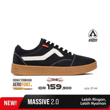 Aerostreet 37-44 Massive Low 2.0 Hitam Natural Gum - Sepatu Sneakers Casual 41