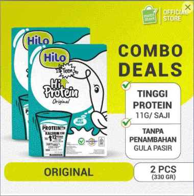Twin Pack - HiLo Teen HiProtein Original 10 Sachet - Susu Remaja Tinggi Kalsium dan Protein