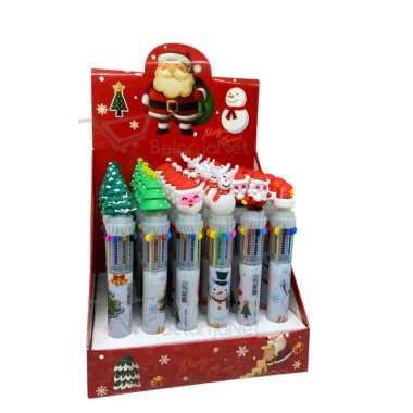 Pulpen Ballpoint Bolpen Cetek Mekanik Christmas Natal 10 warna
