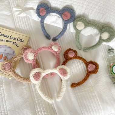 BD081TERBARU BANDO BULU BERUANG BARU Bando Anak impor bulu beruang warna Bando COKELAT MUDA