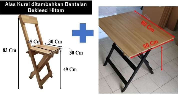 Set Meja Lipat 80x50 Tinggi 75 + Kursi Lipat Dewasa