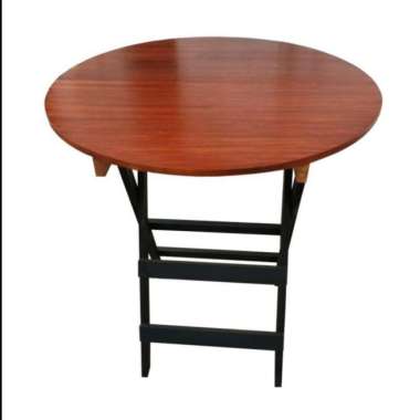 Meja Bulat Full Kayu Solid Ukuran Custom Pesanan Natural Hitam
