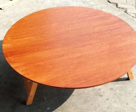Meja Lesehan Bundar Diameter 100 cm Tinggi 30 / 40 cm Natural - Tinggi 30 cm