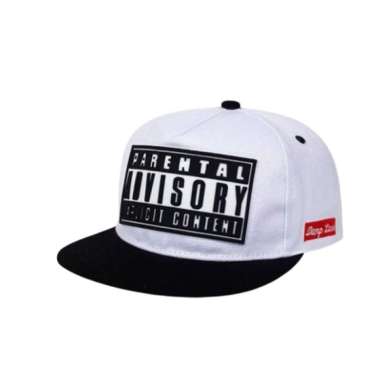 Hamlin Topi Snapback Hat Hip-Hop Parental Advisory Explicit Content ORIGINAL - White/Black