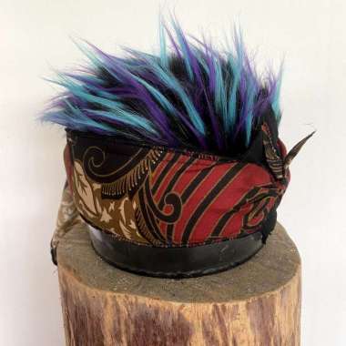 Udeng Ikat kepala Sunda rambut palsu / Bendo iket Sunda rambut palsu pria dewasa luxury black