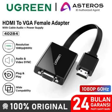 Kabel Converter HDMI To VGA Female UGREEN For PC Laptop TV Proyektor 40248